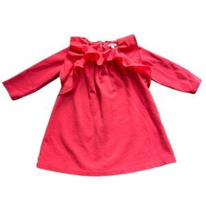 Chloe Long-Sleeve Ruffle-Trim Shift Dress Red Pink Holiday Special Occassion 18